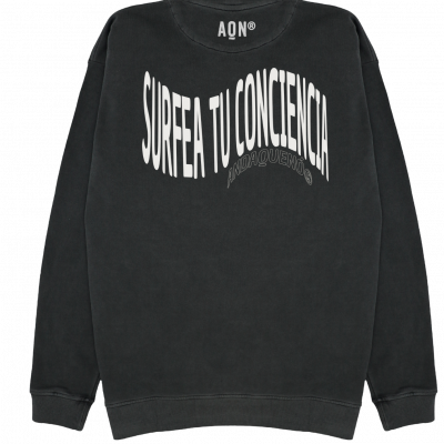 Sudadera cápsula ANDAQUENÓ® – SURFEA TU CONCIENCIA | Stone Wash · Algodón orgánico 100% hecho en España
