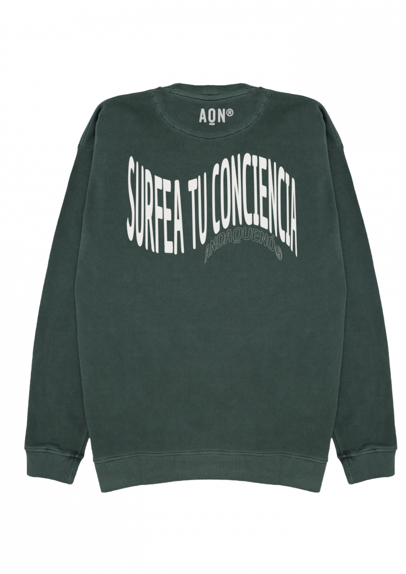 Sudadera cápsula ANDAQUENÓ® – SURFEA TU CONCIENCIA | Stone Wash · Algodón orgánico 100% hecho en España - Imagen 4