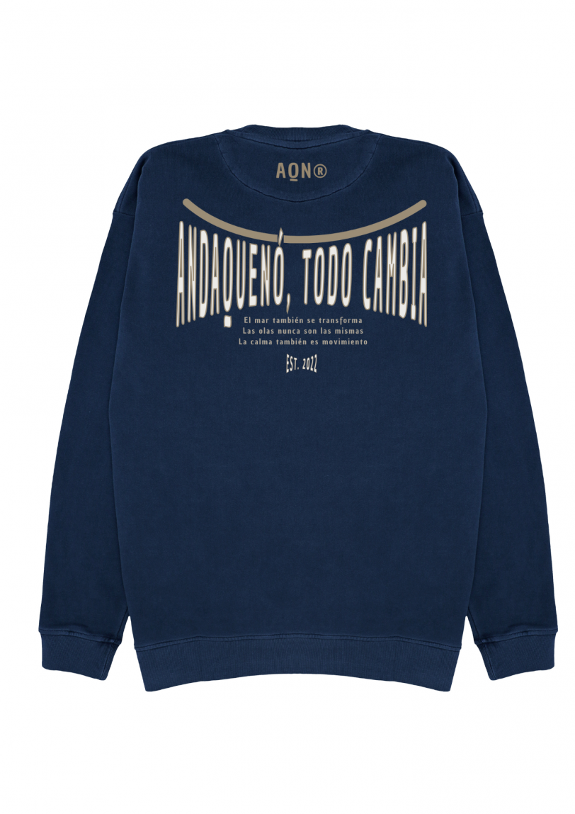 Sudadera cápsula ANDAQUENÓ® – TODO CAMBIA | Stone Wash · Algodón orgánico 100% hecho en España - Imagen 5