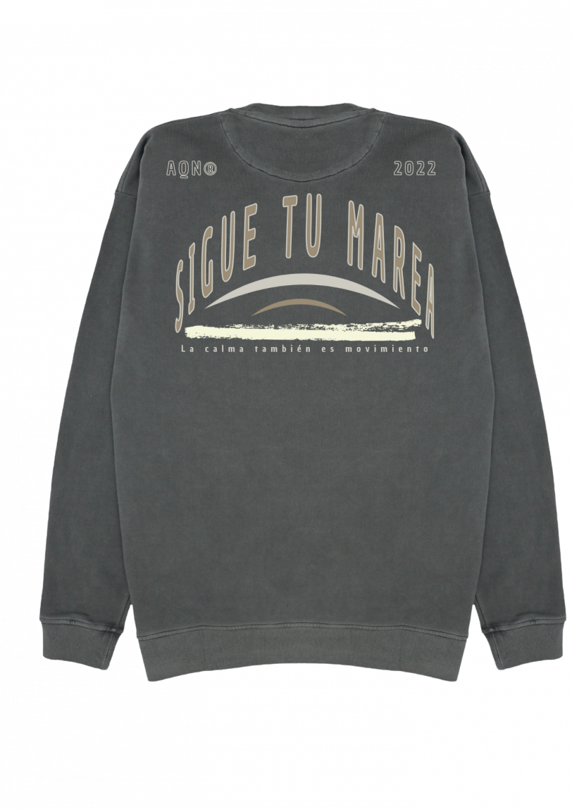 Sudadera cápsula ANDAQUENÓ® – SIGUE TU MAREA | Stone Wash · Algodón orgánico 100% hecho en España - Imagen 5