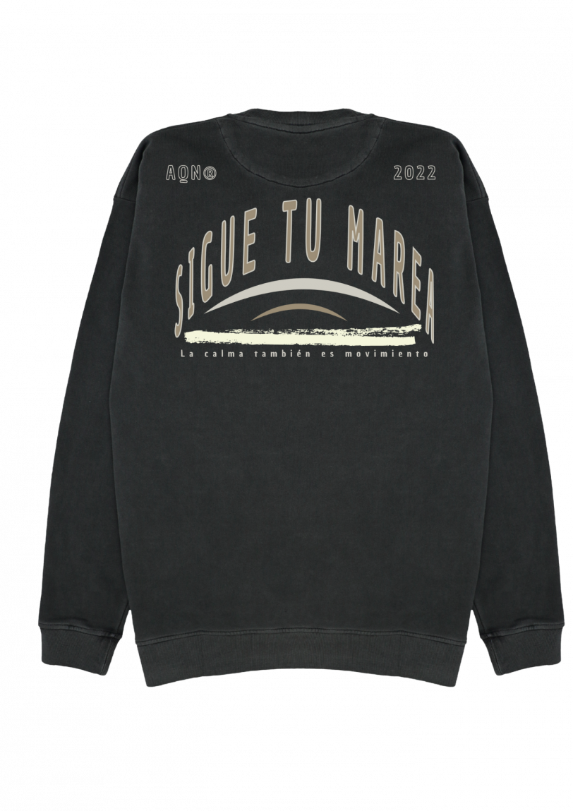 Sudadera cápsula ANDAQUENÓ® – SIGUE TU MAREA | Stone Wash · Algodón orgánico 100% hecho en España - Imagen 4