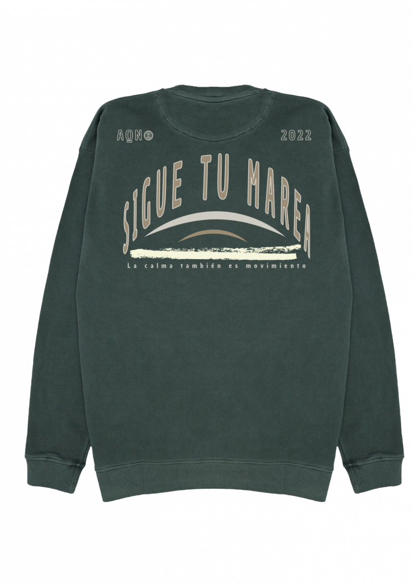 Sudadera cápsula ANDAQUENÓ® – SIGUE TU MAREA | Stone Wash · Algodón orgánico 100% hecho en España - Imagen 3