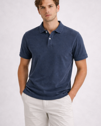 Polo sostenible de algodón orgánico efecto lavado hecho en España