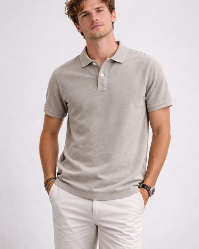 Polo sostenible de algodón orgánico efecto lavado hecho en España