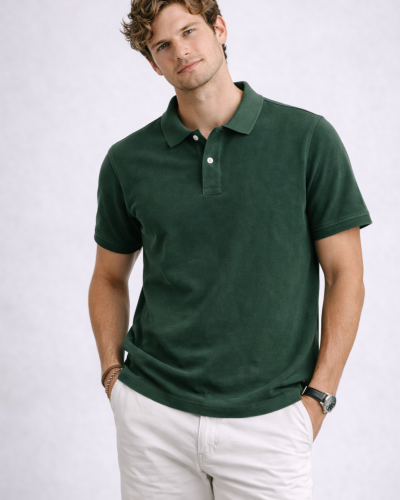 Polo sostenible de algodón orgánico efecto lavado hecho en España