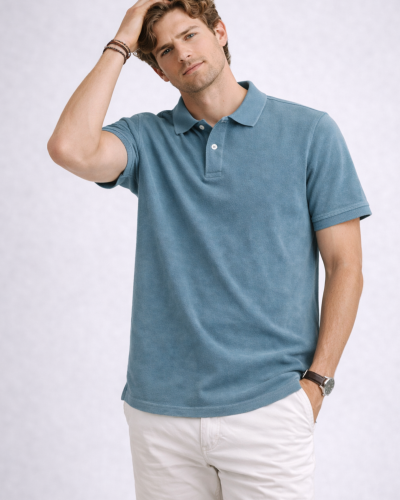 Polo sostenible de algodón orgánico efecto lavado hecho en España