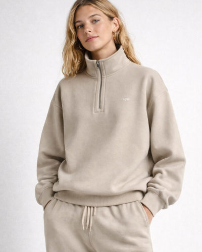 Sudadera oversize con media cremallera de algodón orgánico · 320 g/m²