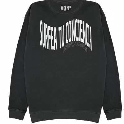 Sudadera cápsula ANDAQUENÓ® – SURFEA TU CONCIENCIA | Stone Wash · Algodón orgánico 100% hecho en España