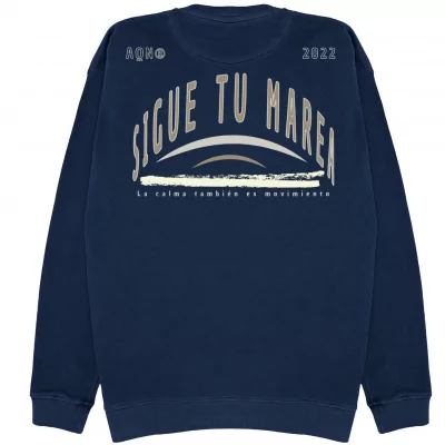 Sudadera cápsula ANDAQUENÓ® – SIGUE TU MAREA | Stone Wash · Algodón orgánico 100% hecho en España